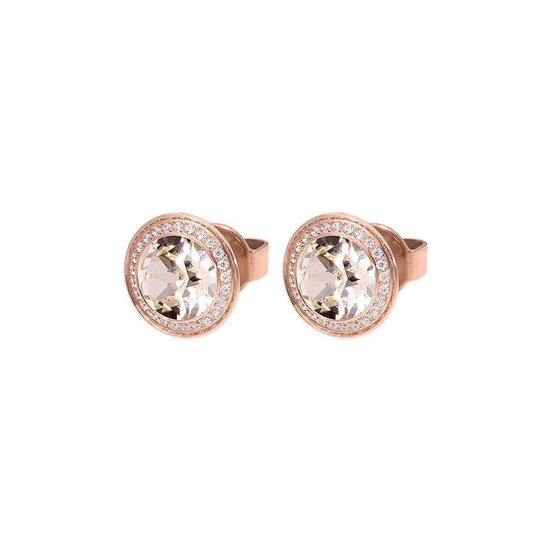 Tondo Deluxe Stud Earring 9mm - Rose Gold silk