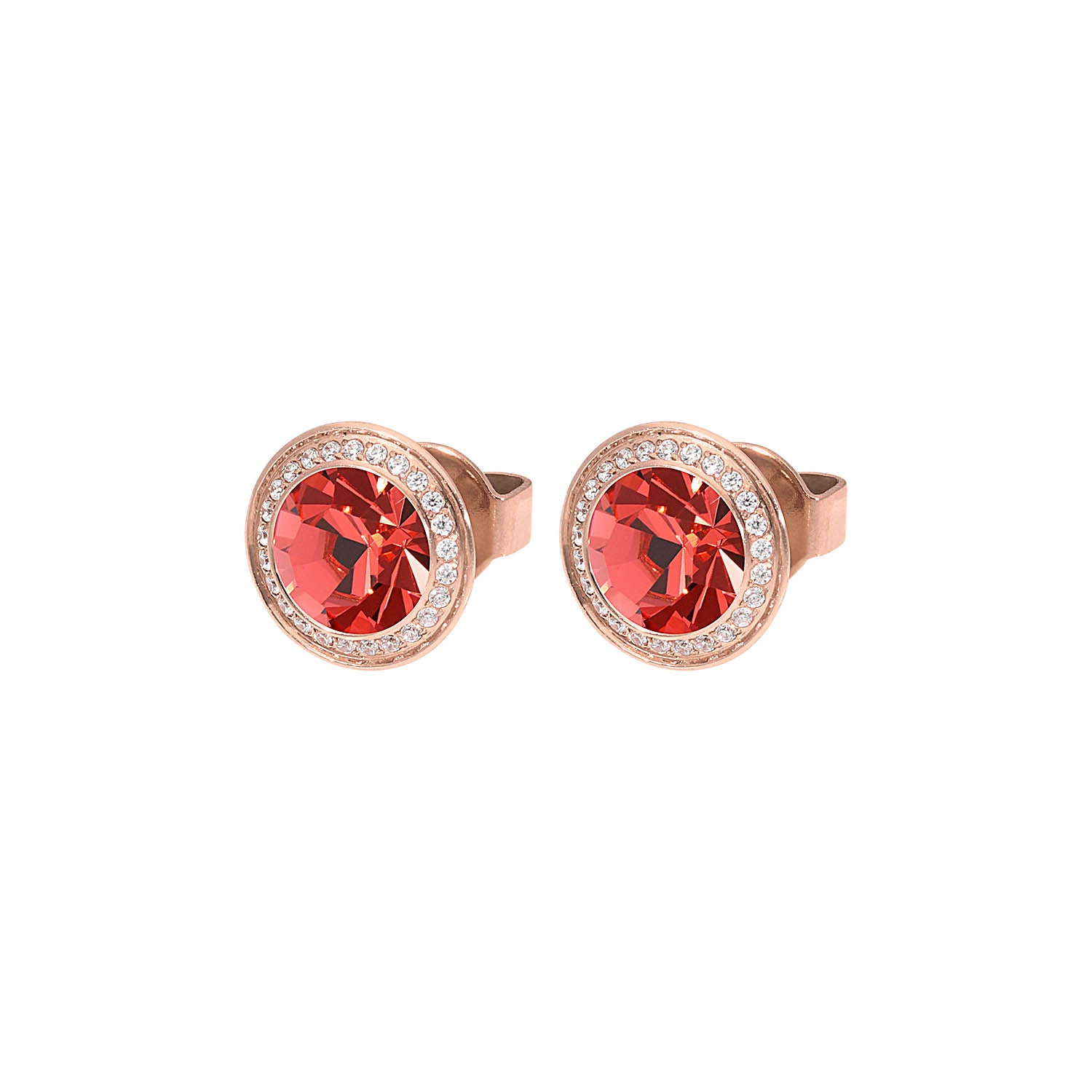 Tondo Deluxe Stud Earring 0.35" - Rose Gold padparadscha