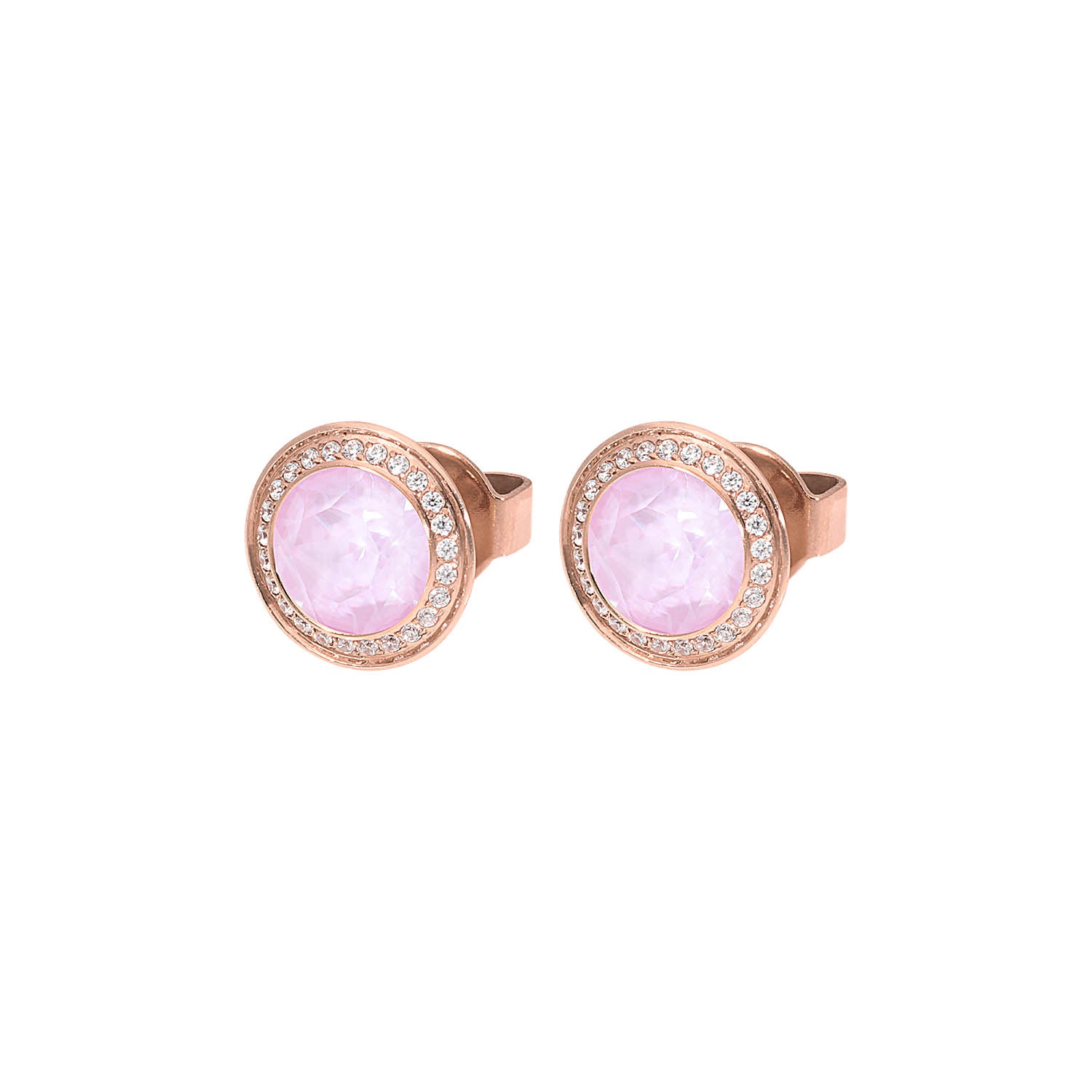 Tondo Deluxe Stud Earring 0.35" - Rose Gold crystal soft rose ignite