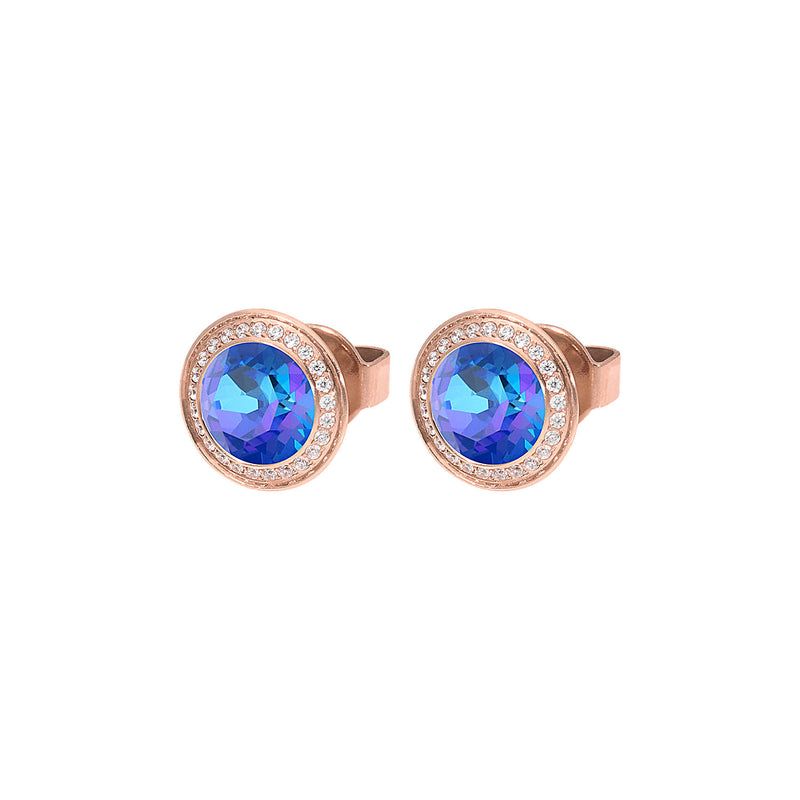 Tondo Deluxe Stud Earring 9mm - Rose Gold royal blue delite