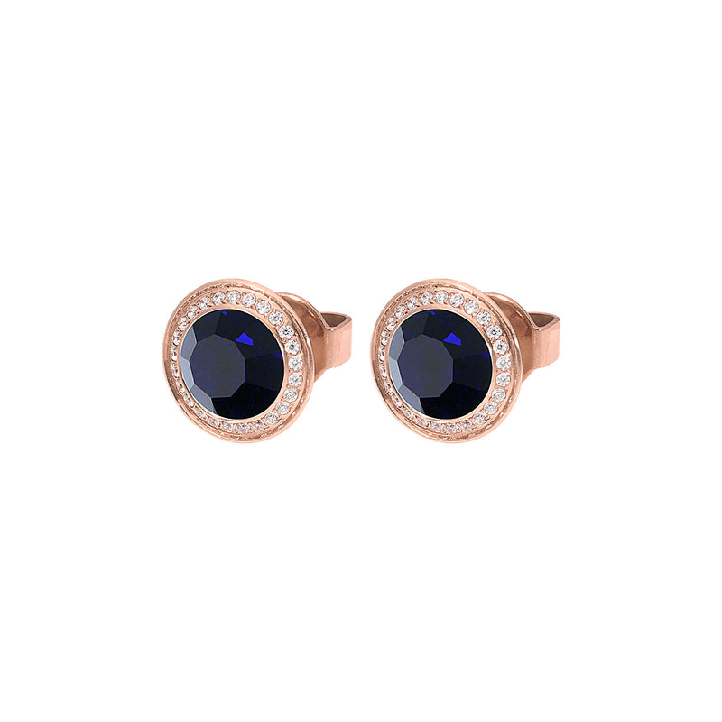 Tondo Deluxe Stud Earring 9mm - Rose Gold Dark Indigo