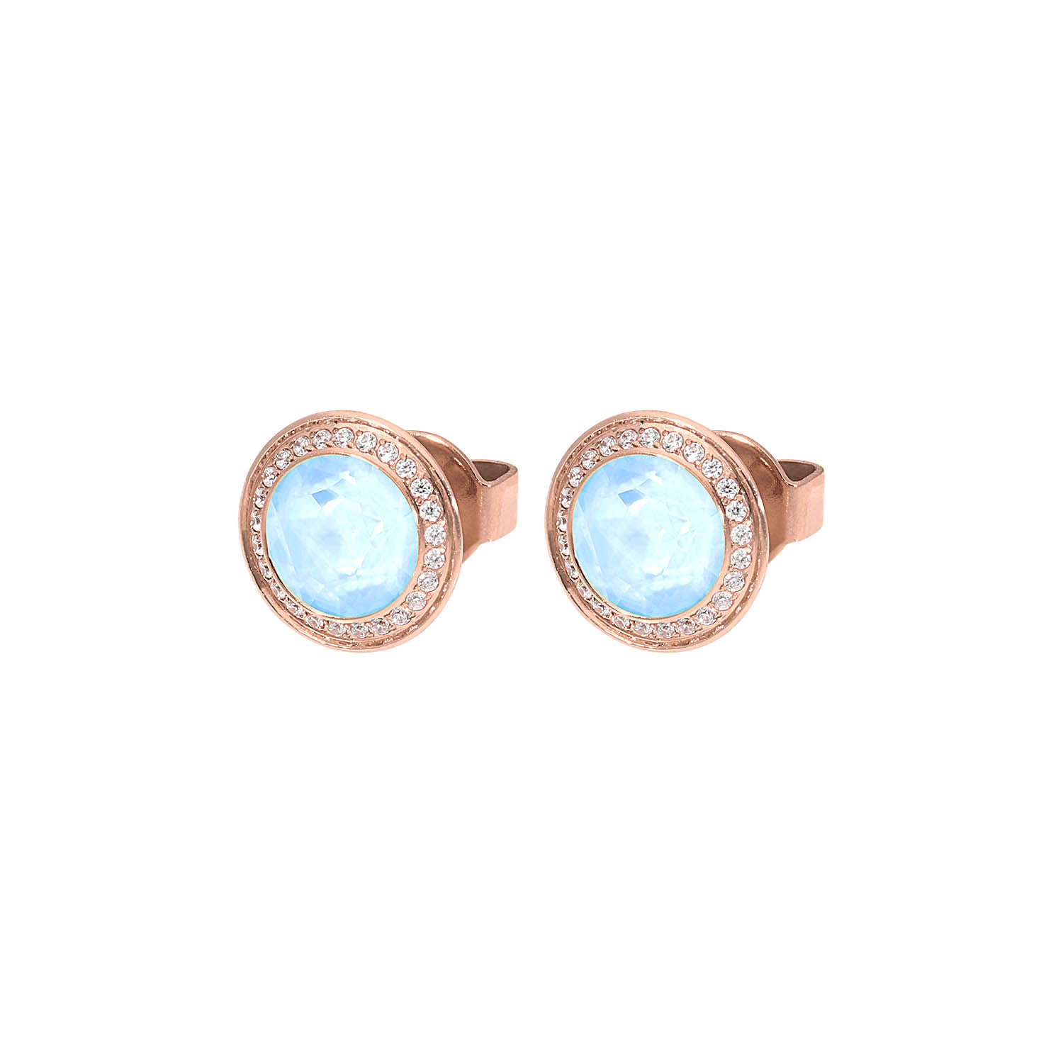 Tondo Deluxe Stud Earring 0.35" - Rose Gold crystal sky ignite