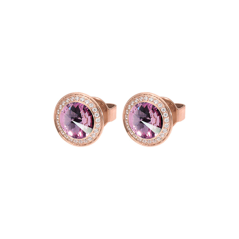 Tondo Deluxe Stud Earring 9mm - Rose Gold light amethyst
