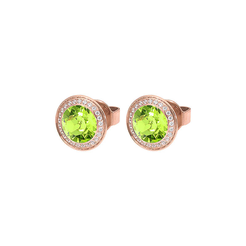 Tondo Deluxe Stud Earring 0.35" - Rose Gold Citrus Green