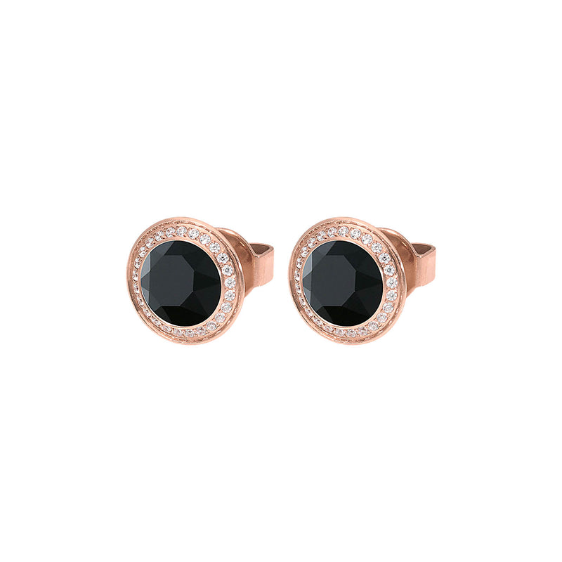 Tondo Deluxe Stud Earring 9mm - Rose Gold jet