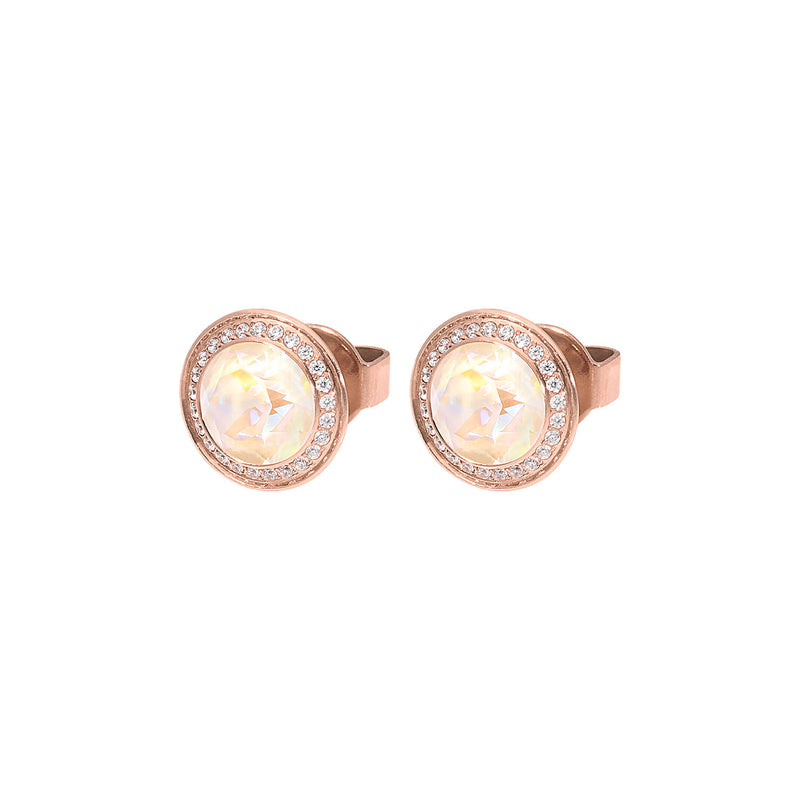 Tondo Deluxe Stud Earring 9mm - Rose Gold ivory cream delite