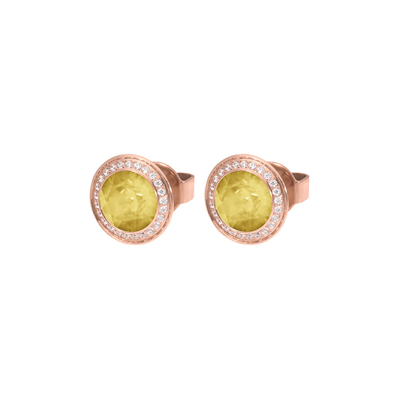 Tondo Deluxe Stud Earring 0.35" - Rose Gold Recreated Dark Jonquil