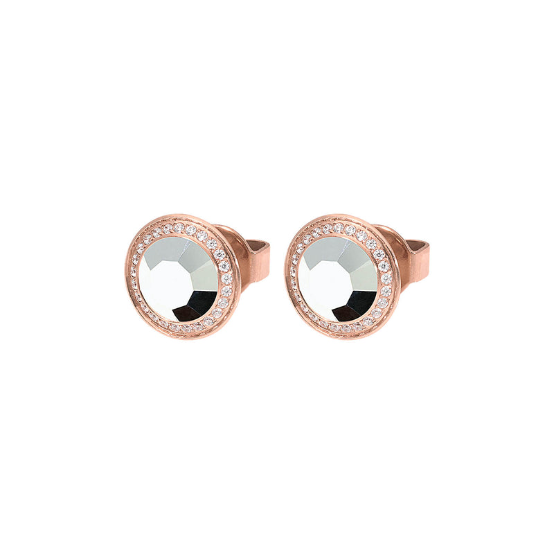 Tondo Deluxe Stud Earring 9mm - Rose Gold crystal labrador