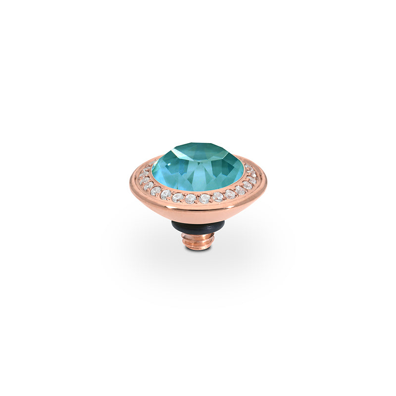 Tondo Deluxe Top 0.35" - Rose Gold Crystal Pine Green Ignite