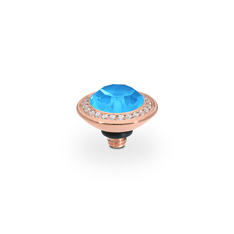 Tondo Deluxe Top 0.35" - Rose Gold Crystal Electric Blue Ignite