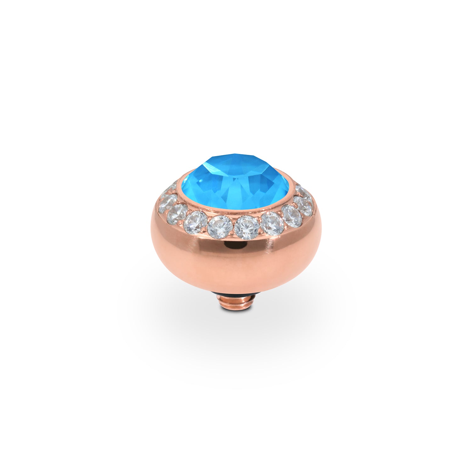 Tondo Deluxe Top 0.4" - Rose Gold Crystal Electric Blue Ignite