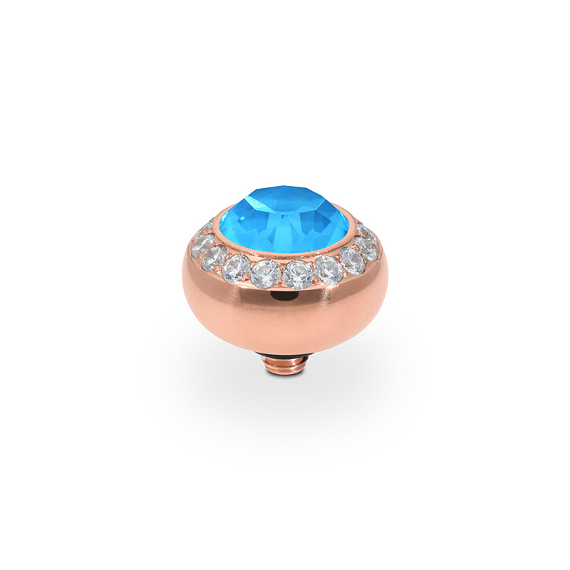 Tondo Deluxe Top 0.4" - Rose Gold Crystal Electric Blue Ignite
