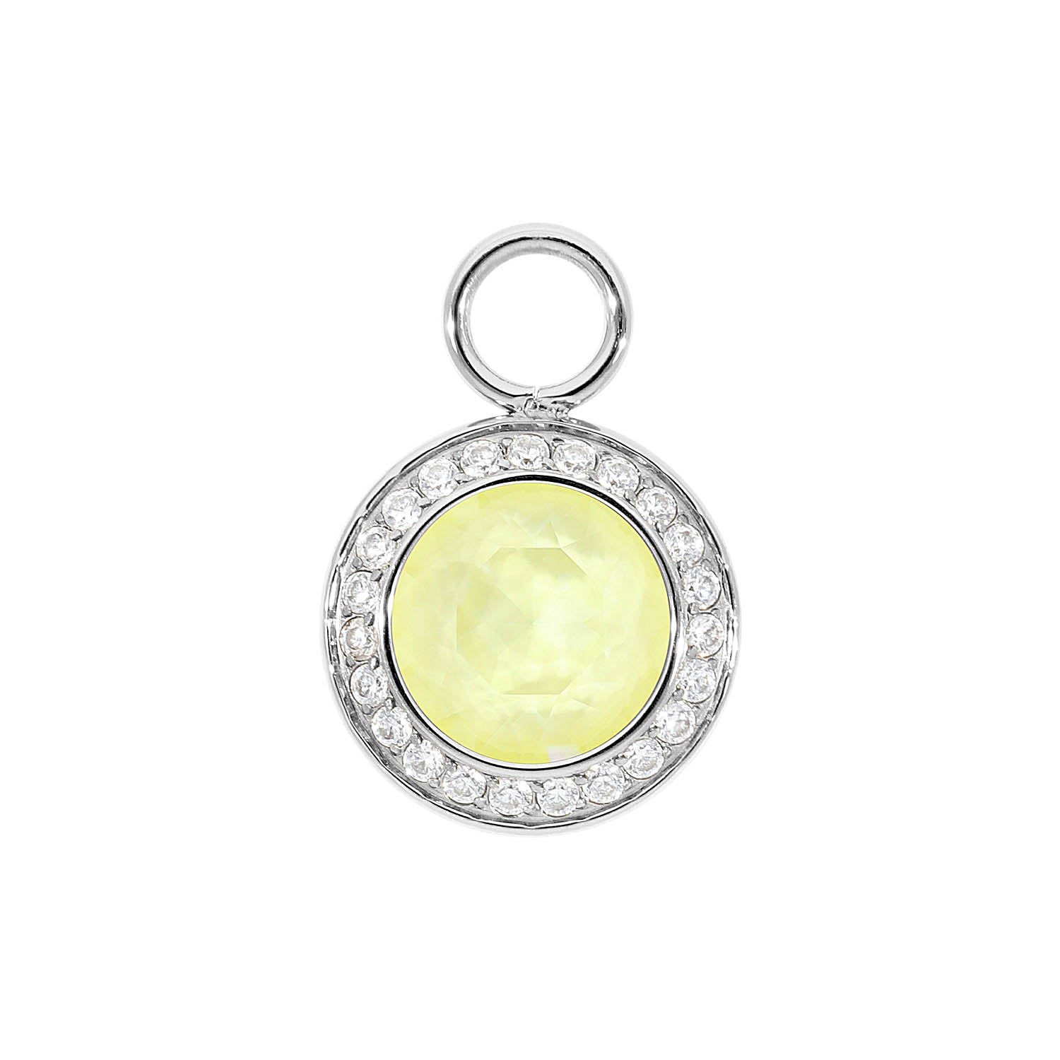 Tondo Deluxe Charm 0.51" - Silver crystal soft yellow ignite
