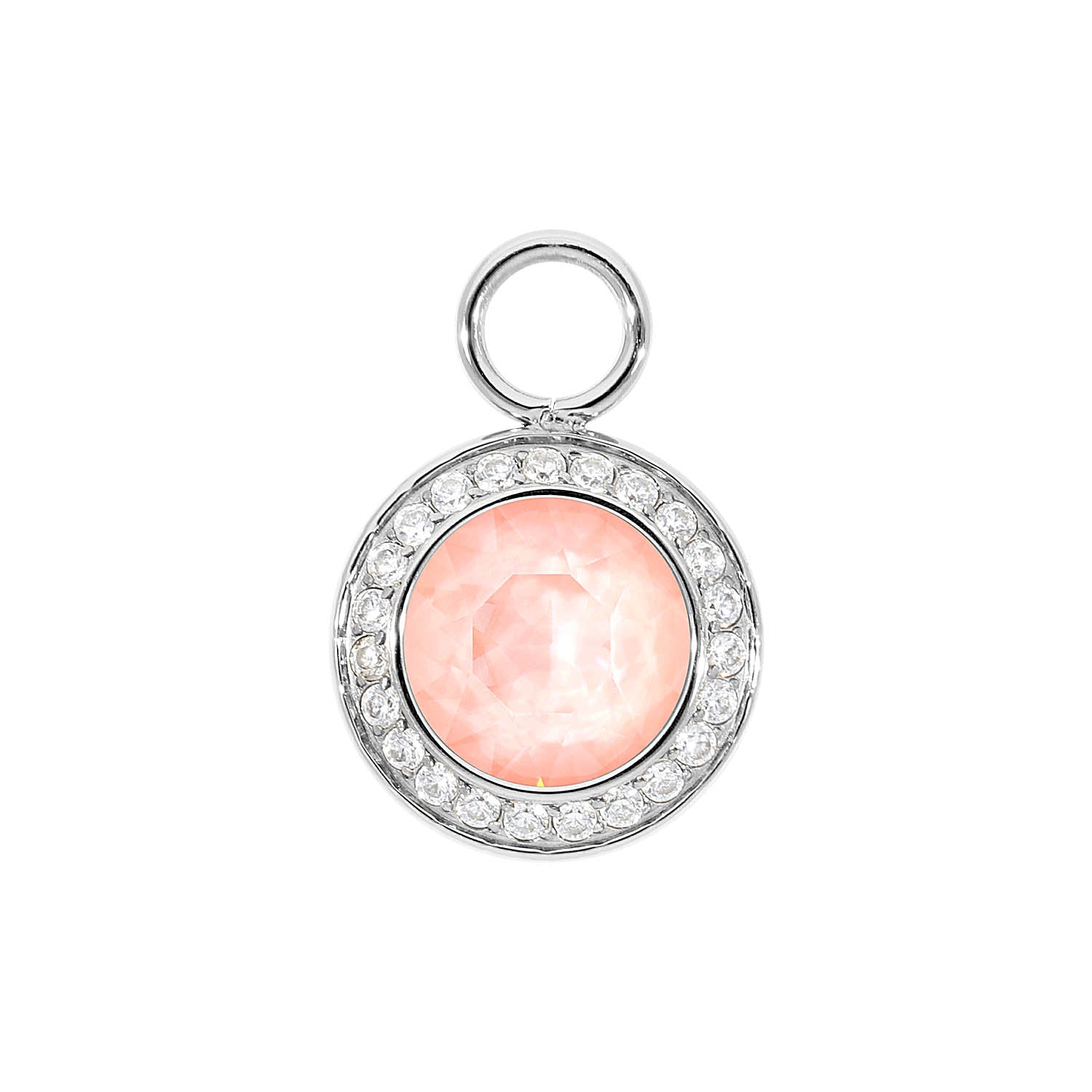 Tondo Deluxe Charm 0.51" - Silver Crystal Flamingo Ignite