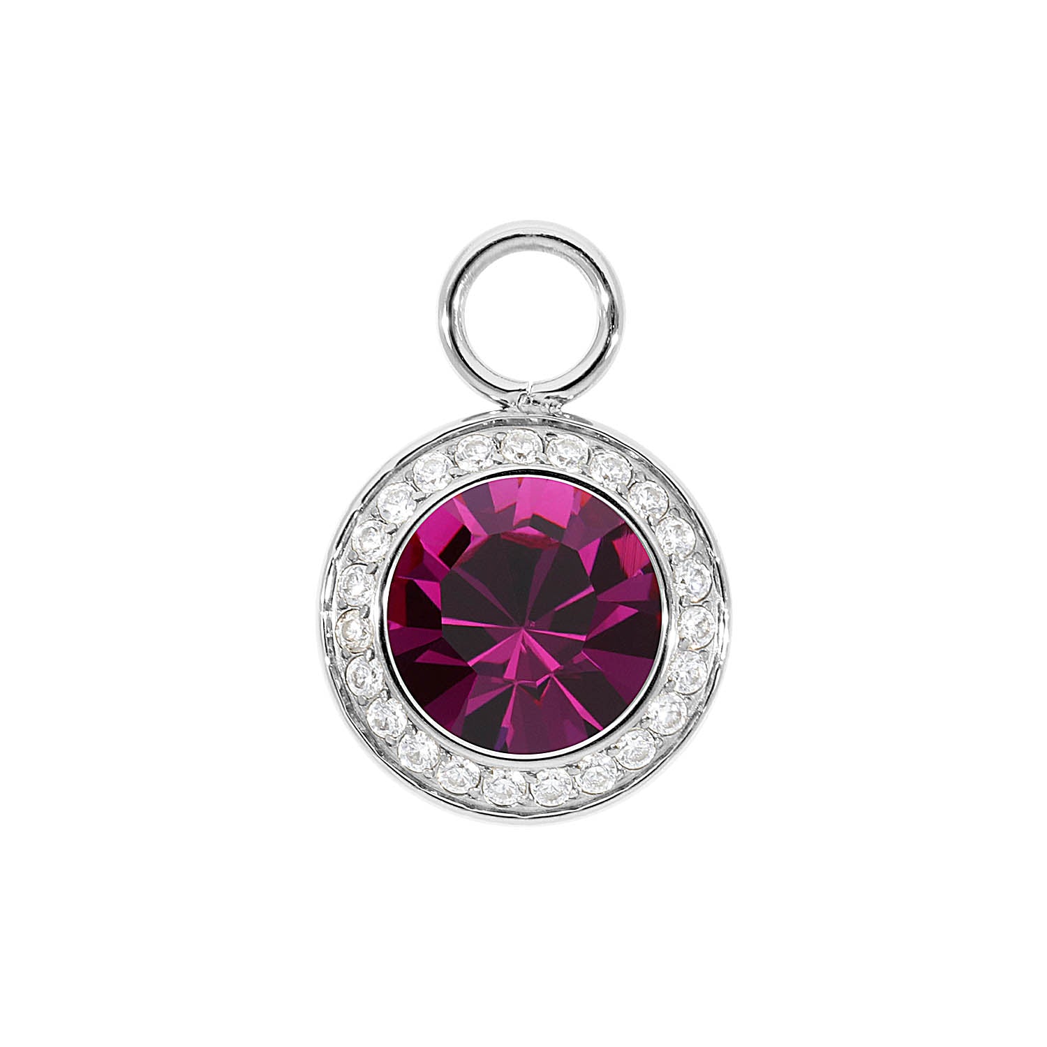 Tondo Deluxe Charm 0.51" - Silver fuchsia