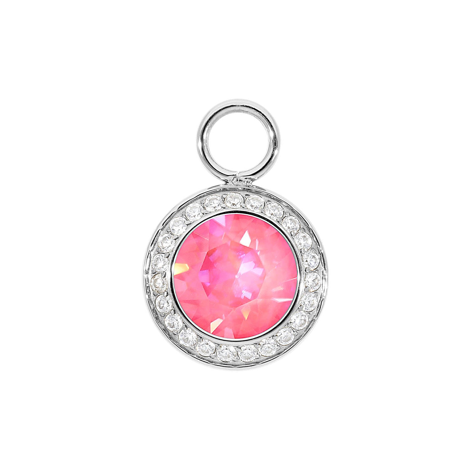 Tondo Deluxe Charm 0.51" - Silver lotus pink delite