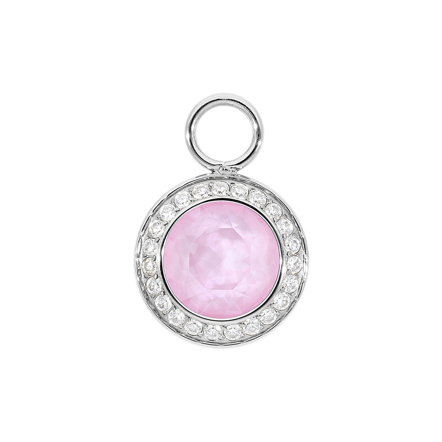 Tondo Deluxe Charm 0.51" - Silver crystal soft rose ignite
