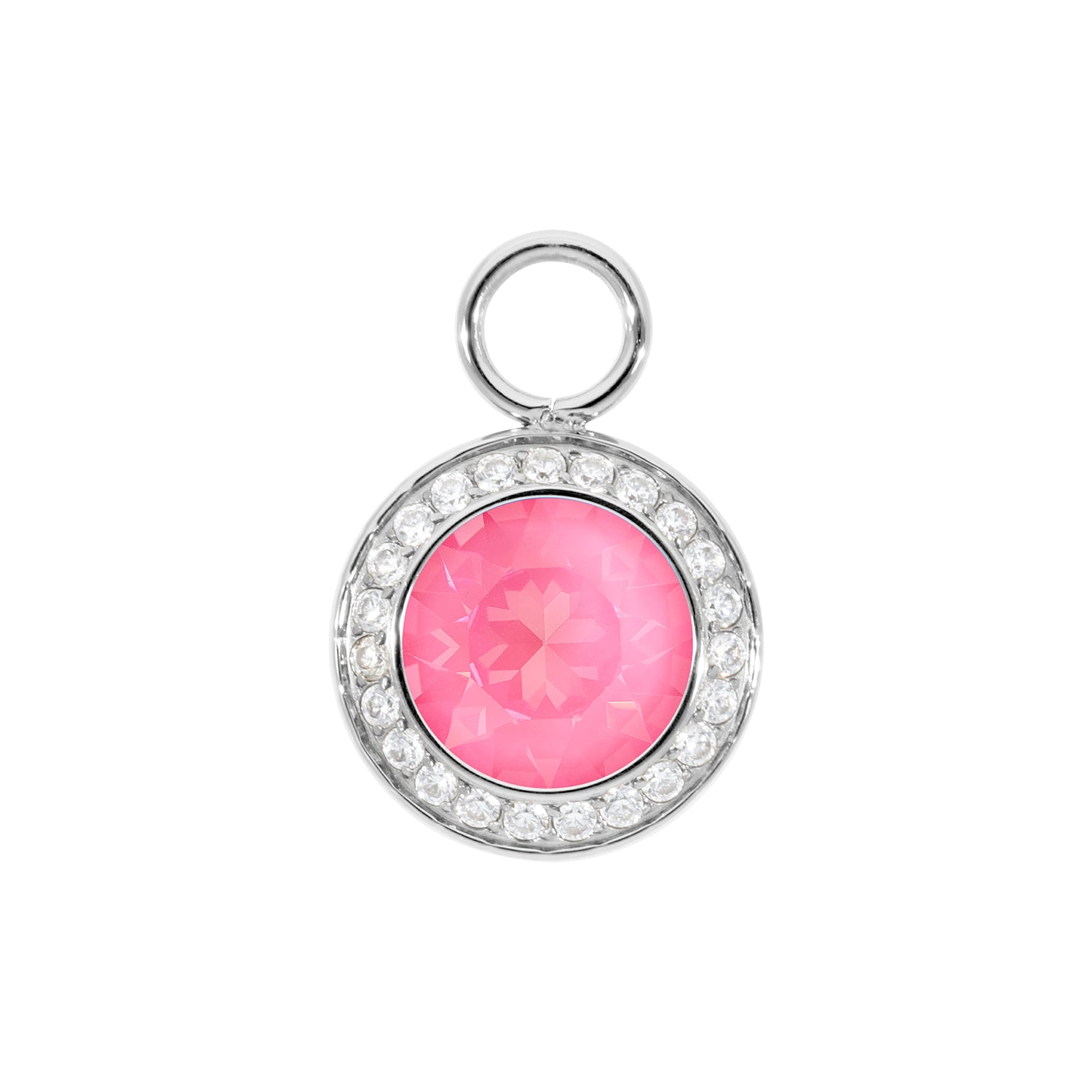 Tondo Deluxe Charm 0.51" - Silver Crystal Dahlia Ignite