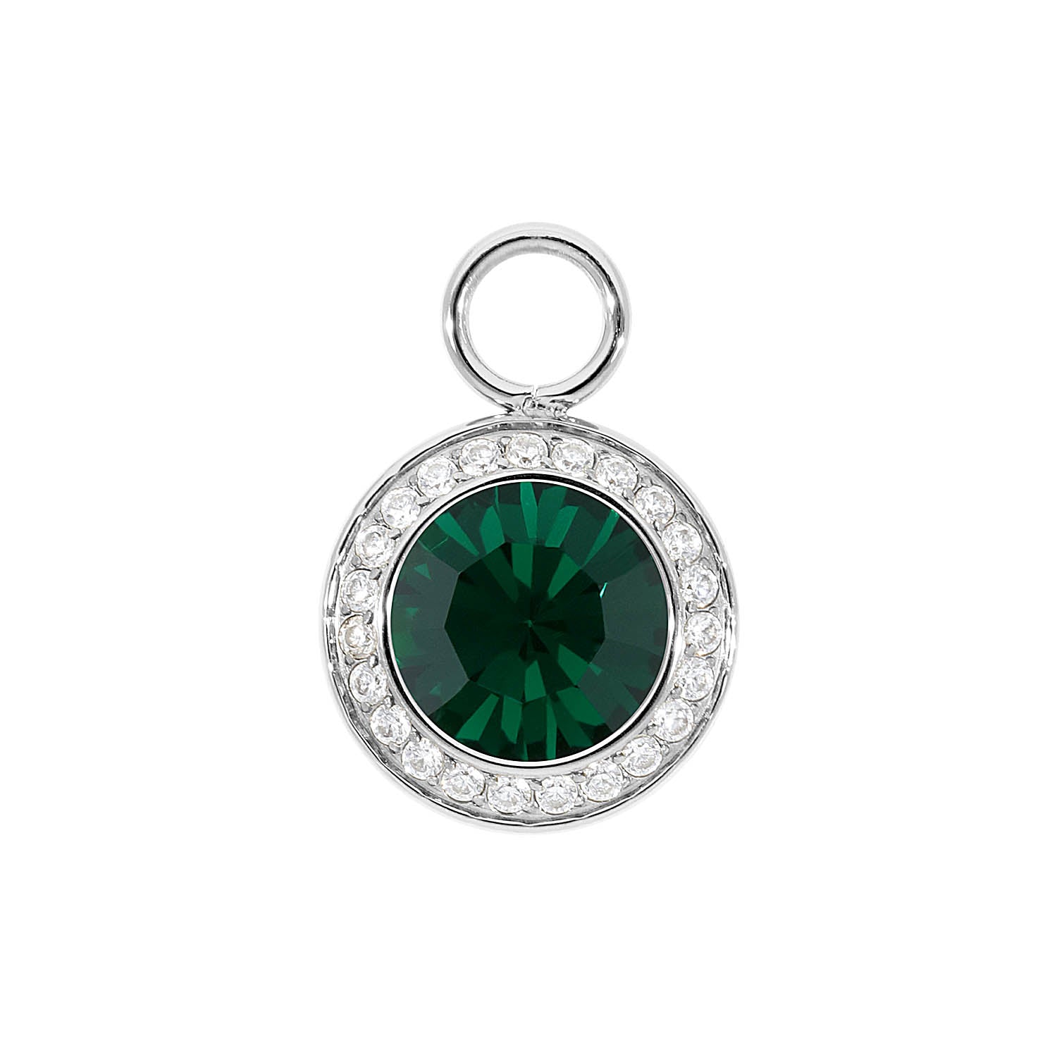 Tondo Deluxe Charm 0.51" - Silver emerald