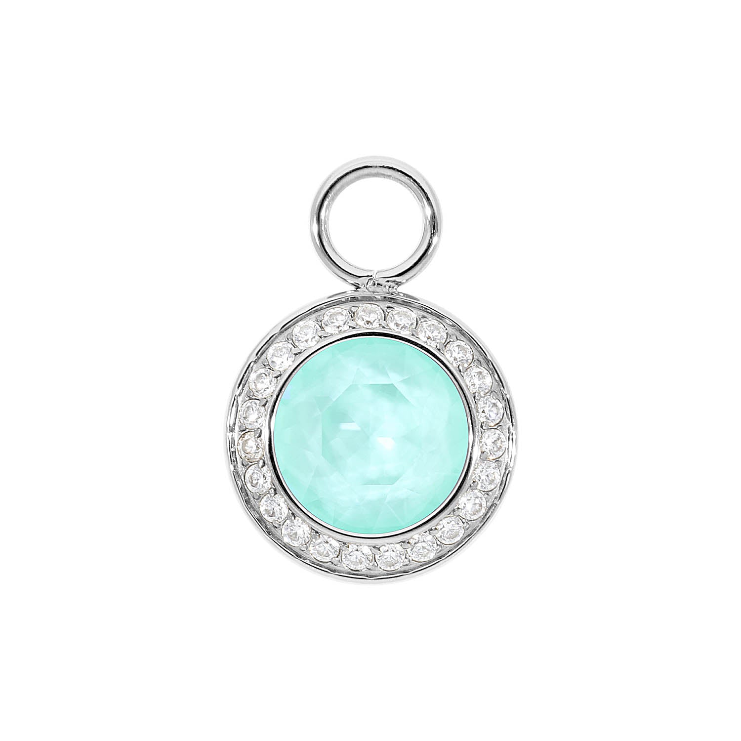 Tondo Deluxe Charm 0.51" - Silver crystal soft mint ignite