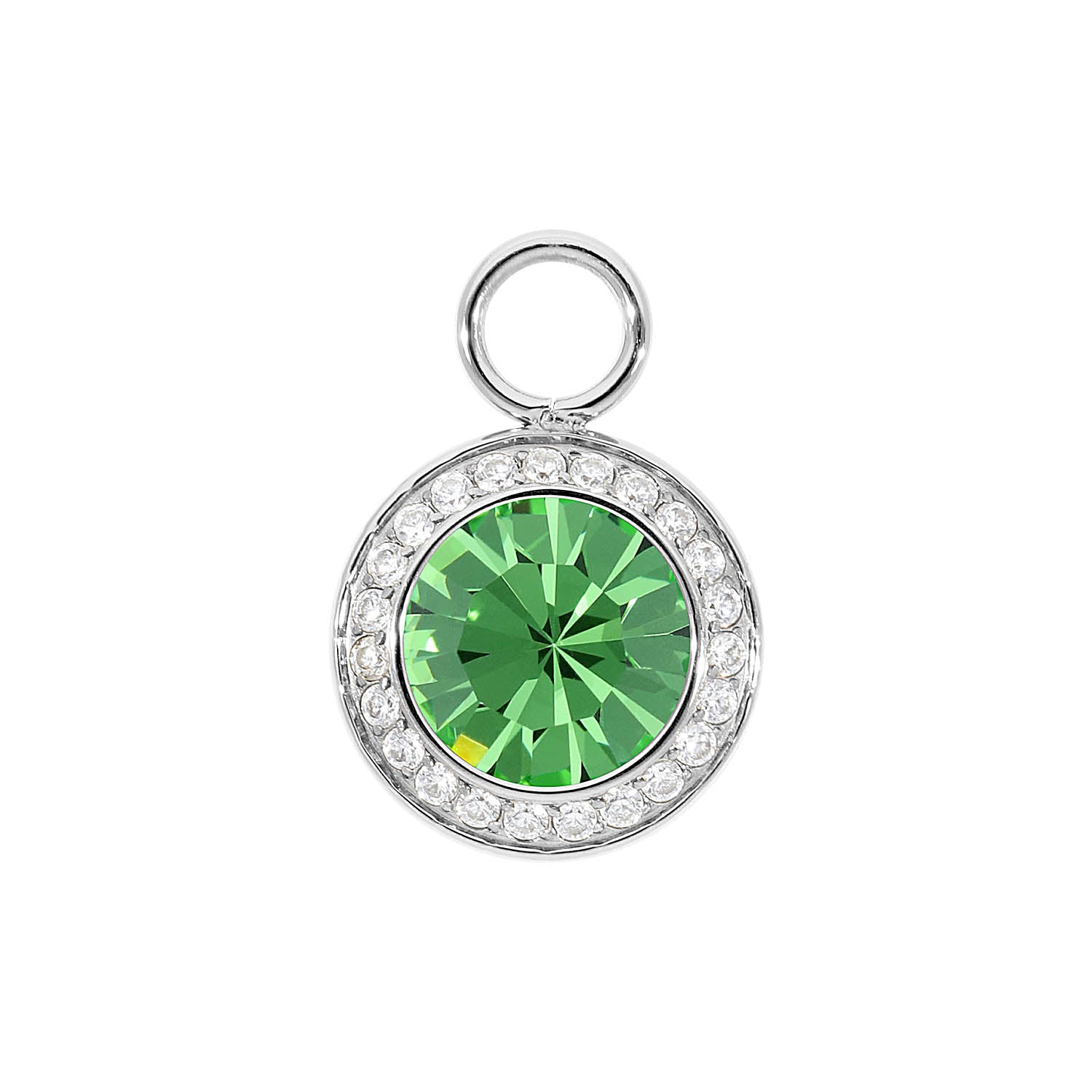 Tondo Deluxe Charm 0.51" - Silver peridot