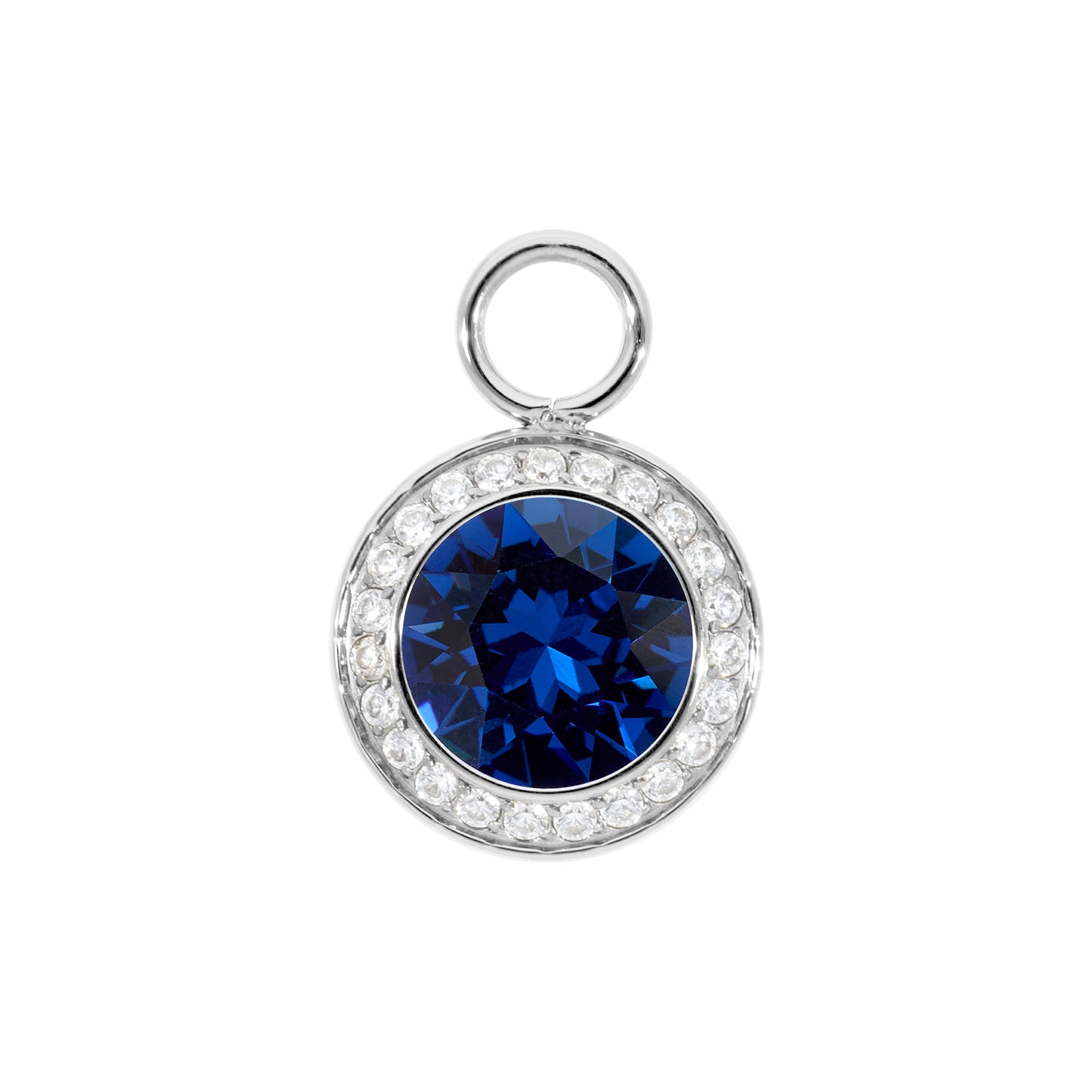 Tondo Deluxe Charm 0.51" - Silver ReCreated Dark Sapphire