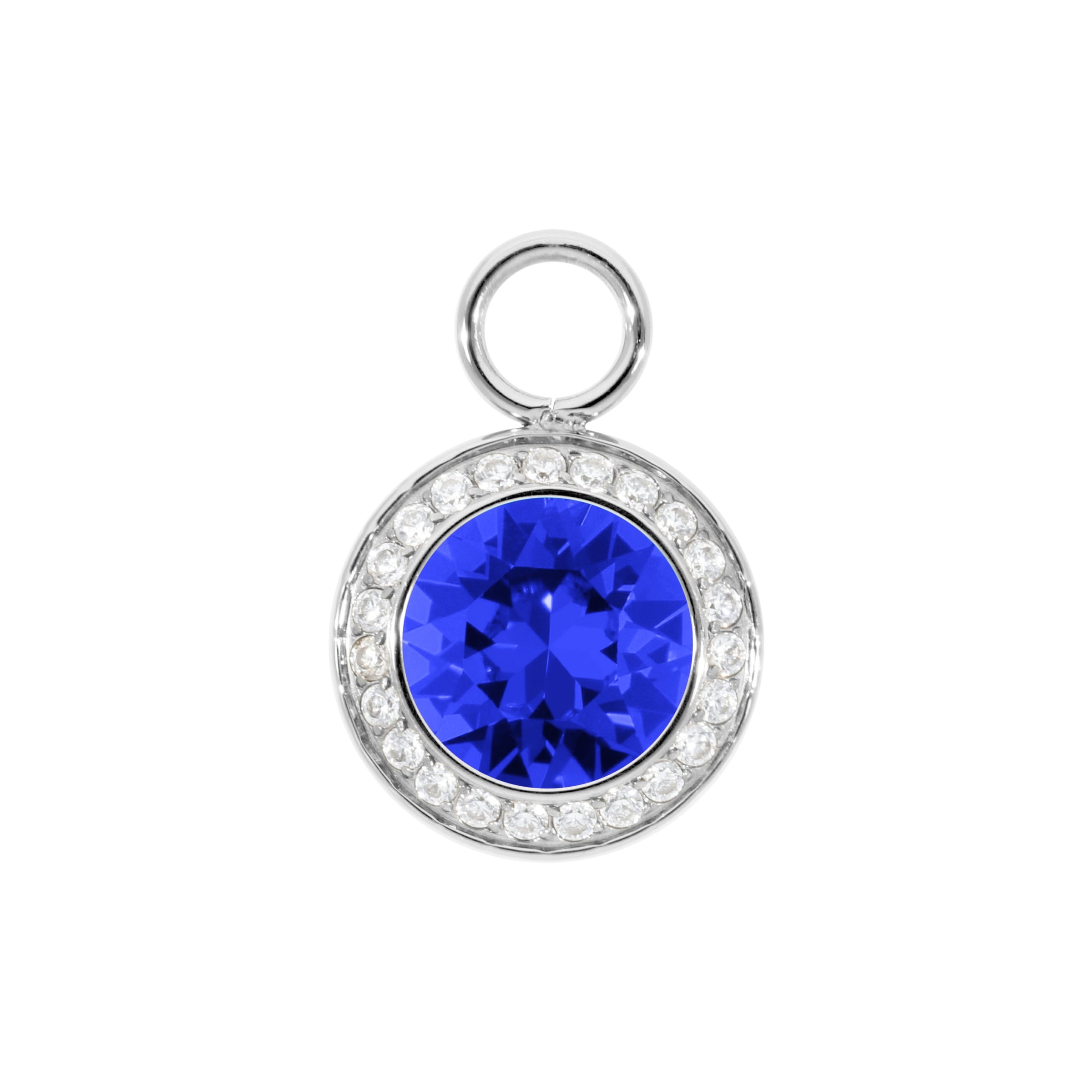 Tondo Deluxe Charm 0.51" - Silver ReCreated Dark Sapphire