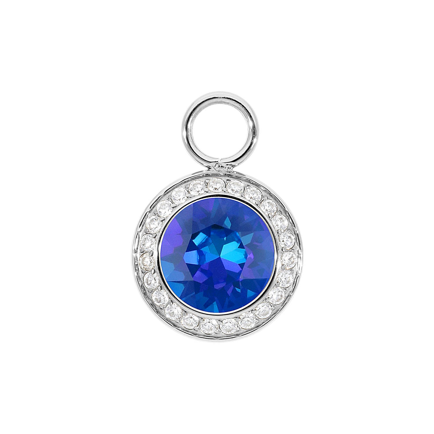 Tondo Deluxe Charm 0.51" - Silver royal blue delite