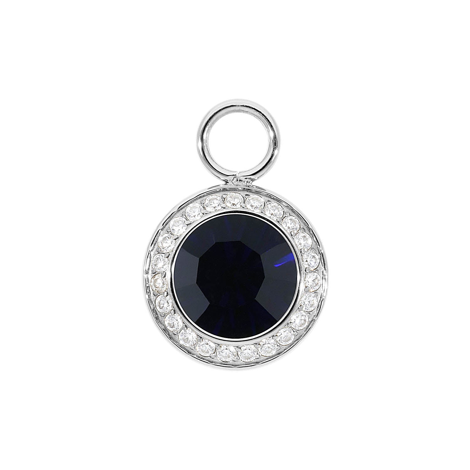 Tondo Deluxe Charm 0.51" - Silver Dark Indigo