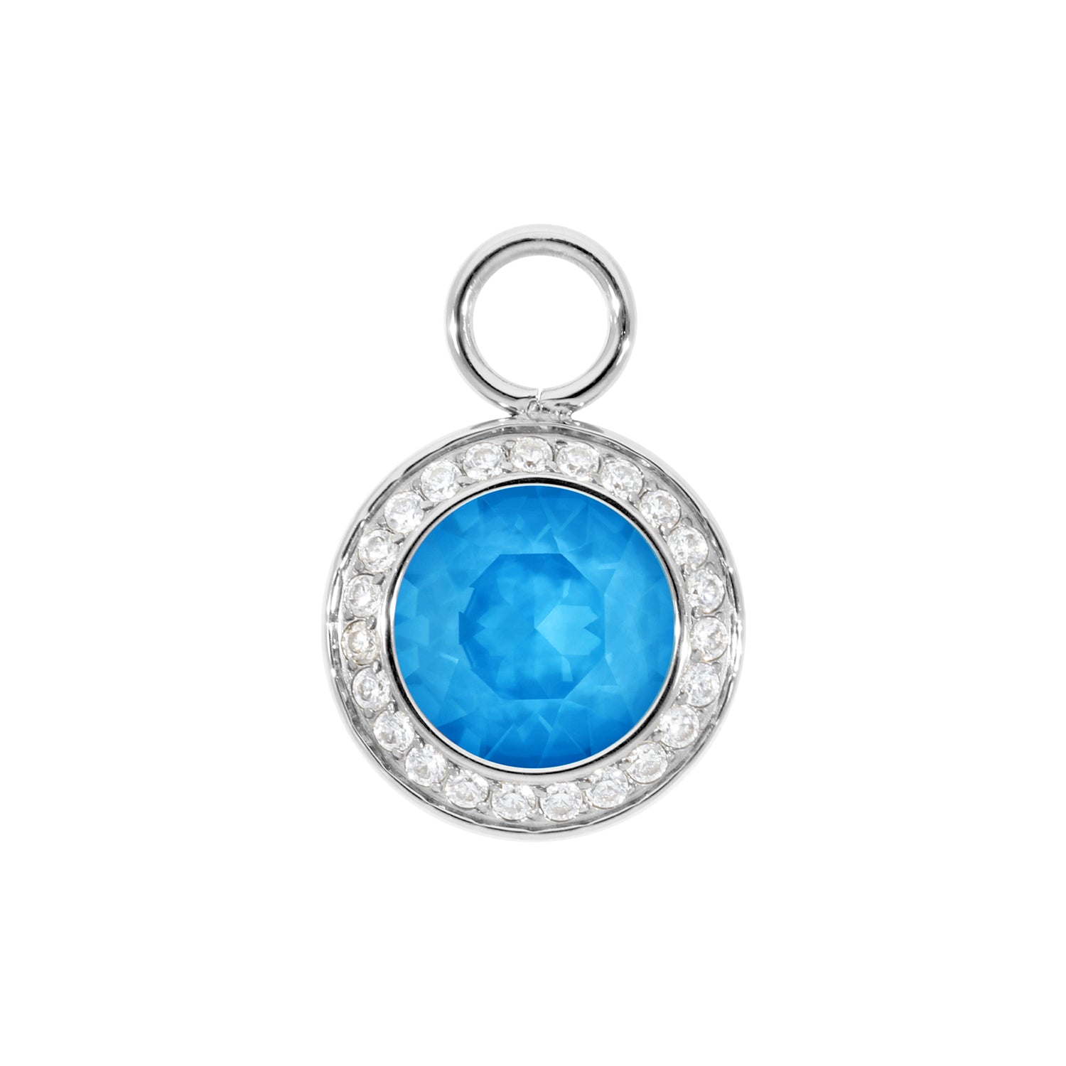 Tondo Deluxe Charm 0.51" - Silver Crystal Electric Blue Ignite