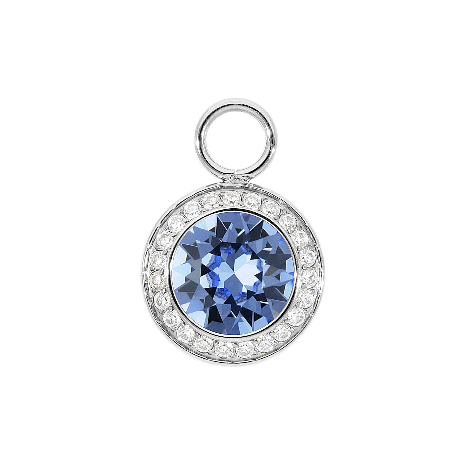 Tondo Deluxe Charm 0.51" - Silver light sapphire