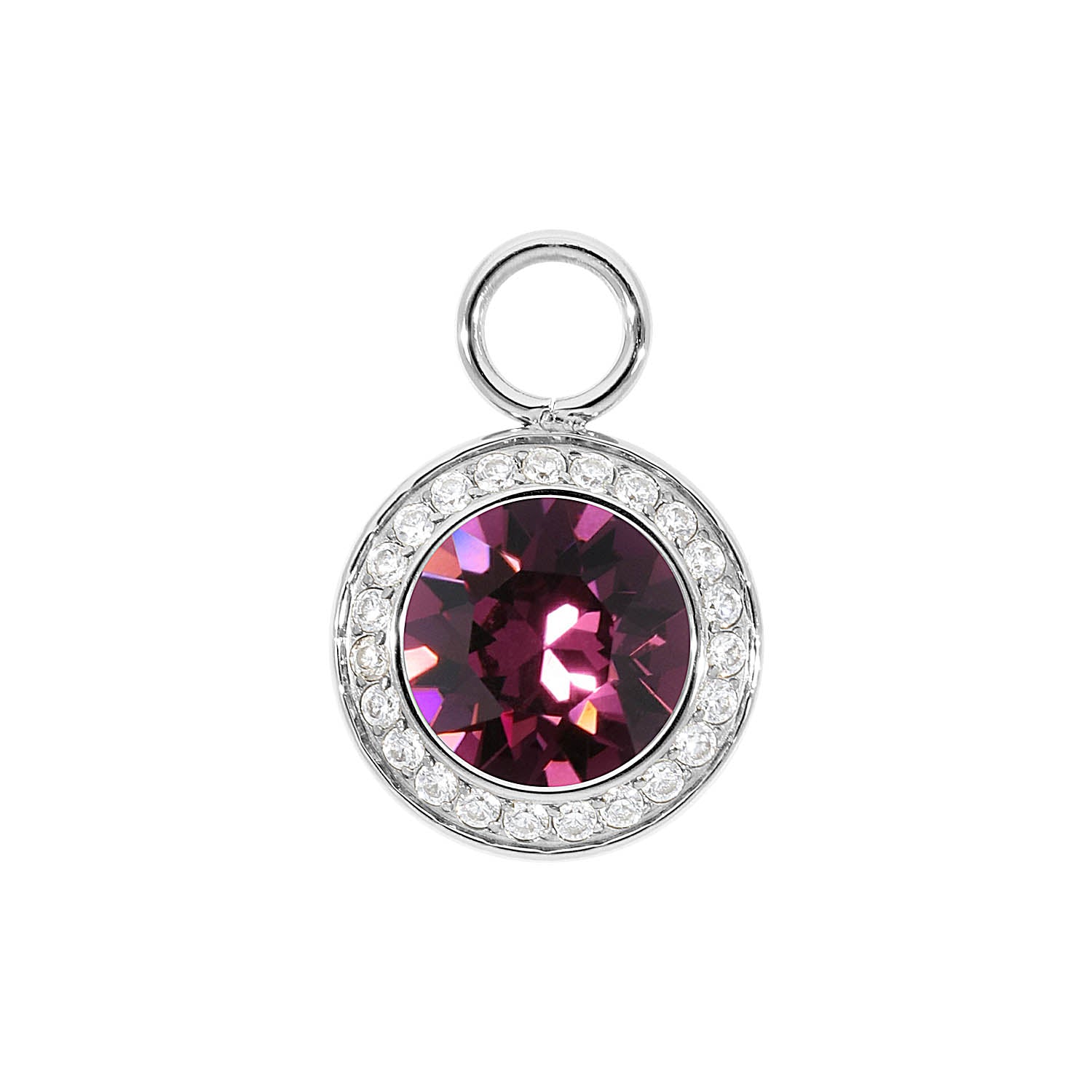 Tondo Deluxe Charm 0.51" - Silver amethyst
