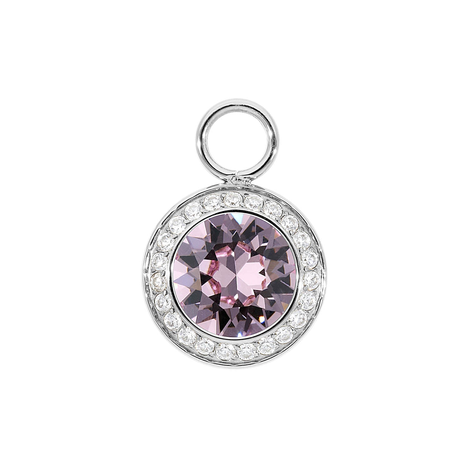 Tondo Deluxe Charm 0.51" - Silver light amethyst