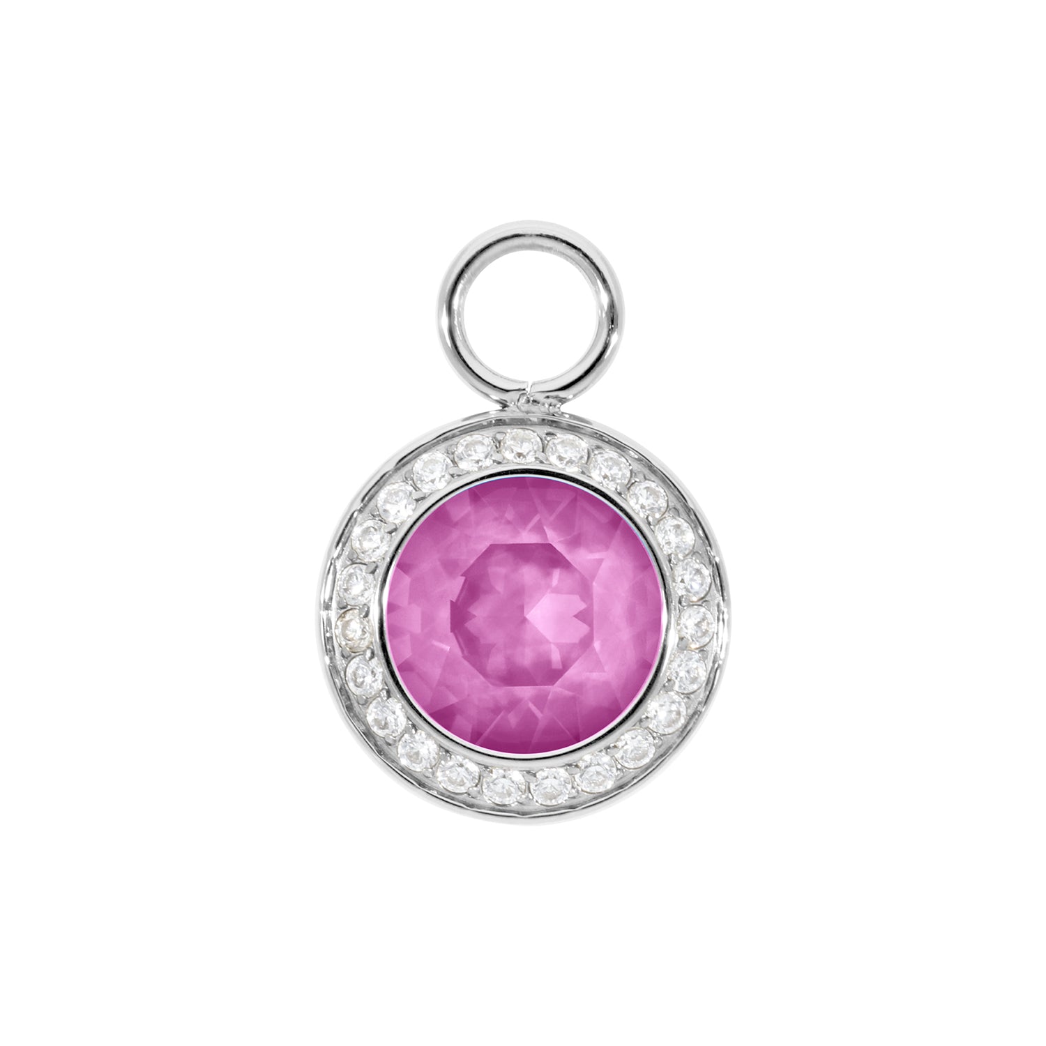 Tondo Deluxe Charm 0.51" - Silver Crystal Orchid Ignite