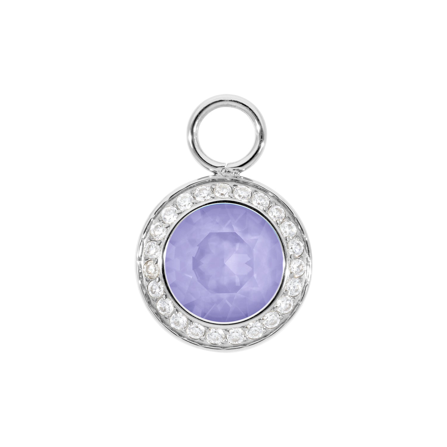 Tondo Deluxe Charm 0.51" - Silver Crystal Purple Ignite
