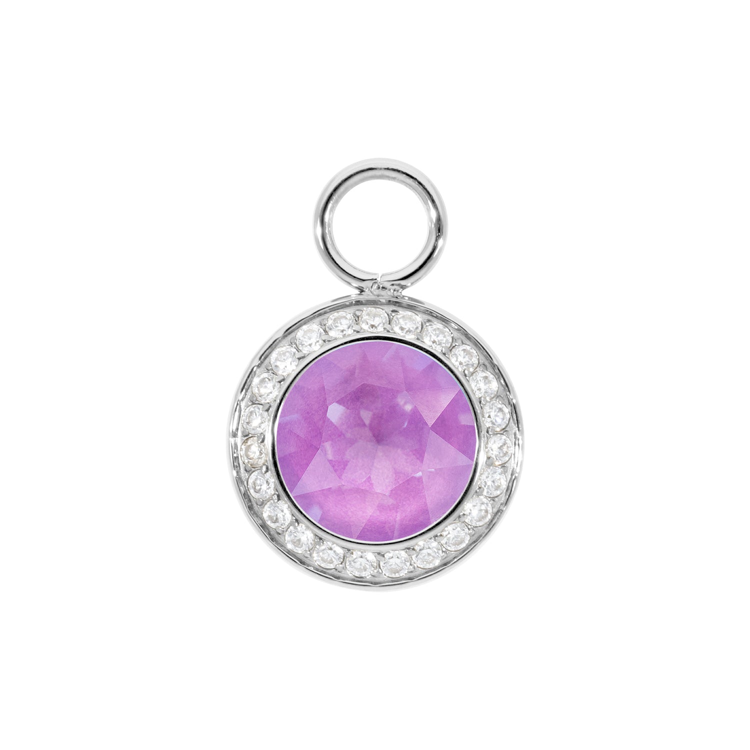 Tondo Deluxe Charm 0.51" - Silver Crystal Electric Violet Ignite