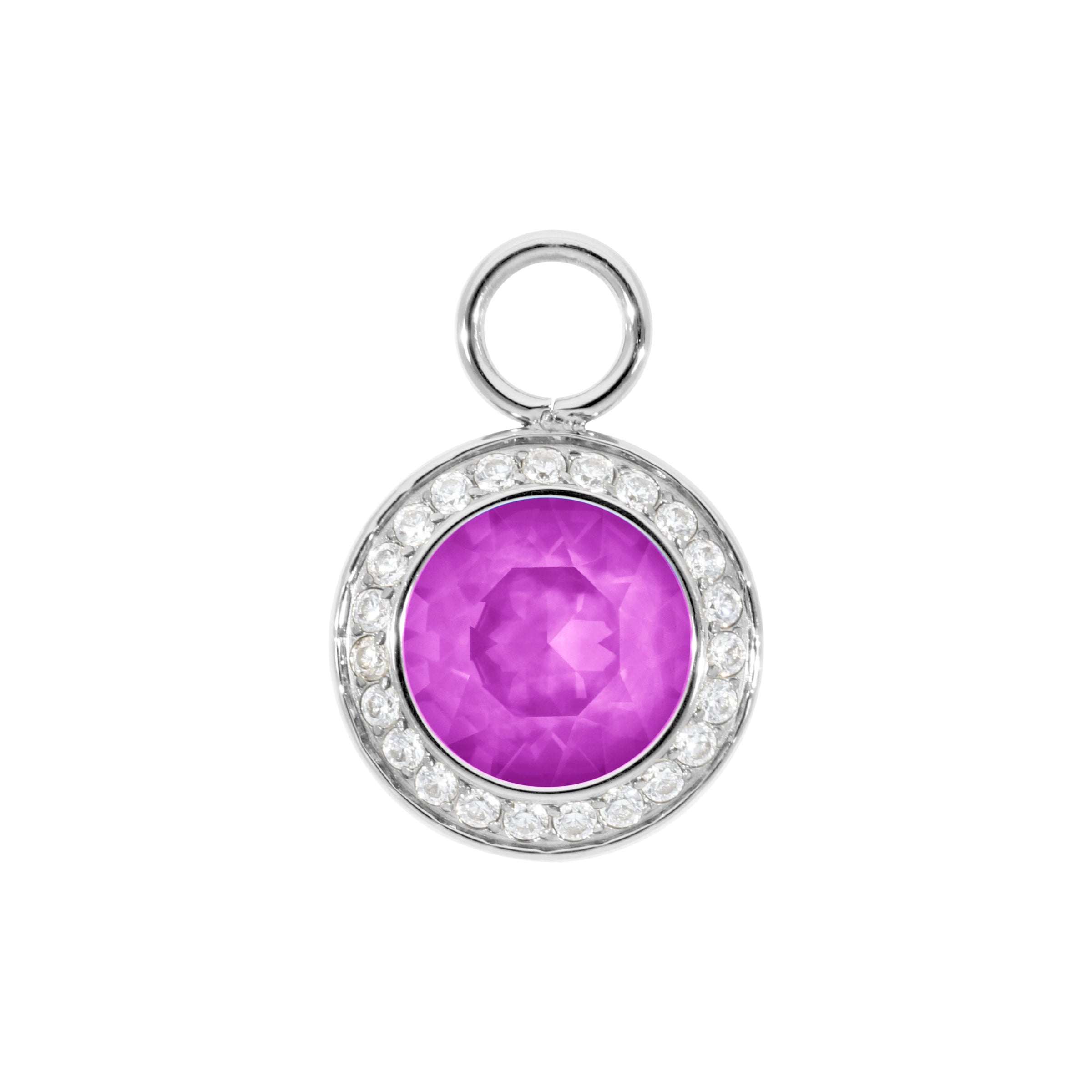 Tondo Deluxe Charm 0.51" - Silver Crystal Electric Violet Ignite