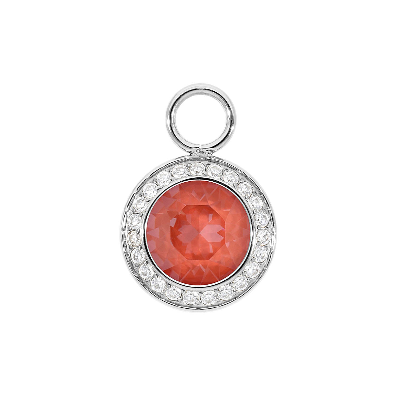 Tondo Deluxe Charm 0.51" - Silver crystal maroon ignite