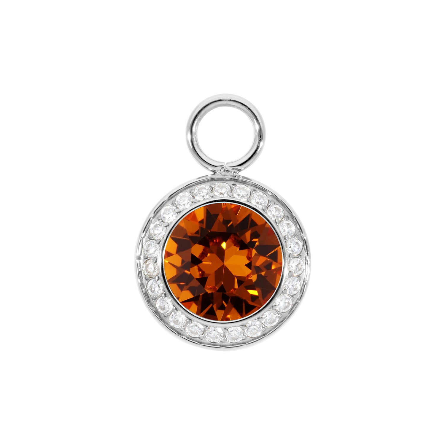 Tondo Deluxe Charm 0.51" - Silver Smoked Topaz