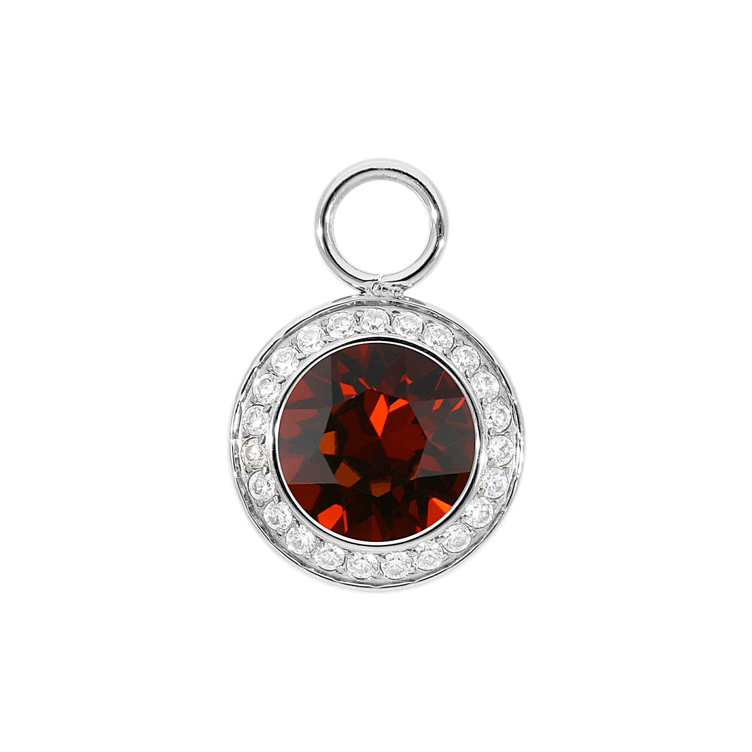 Tondo Deluxe Charm 0.51" - Silver smoked amber