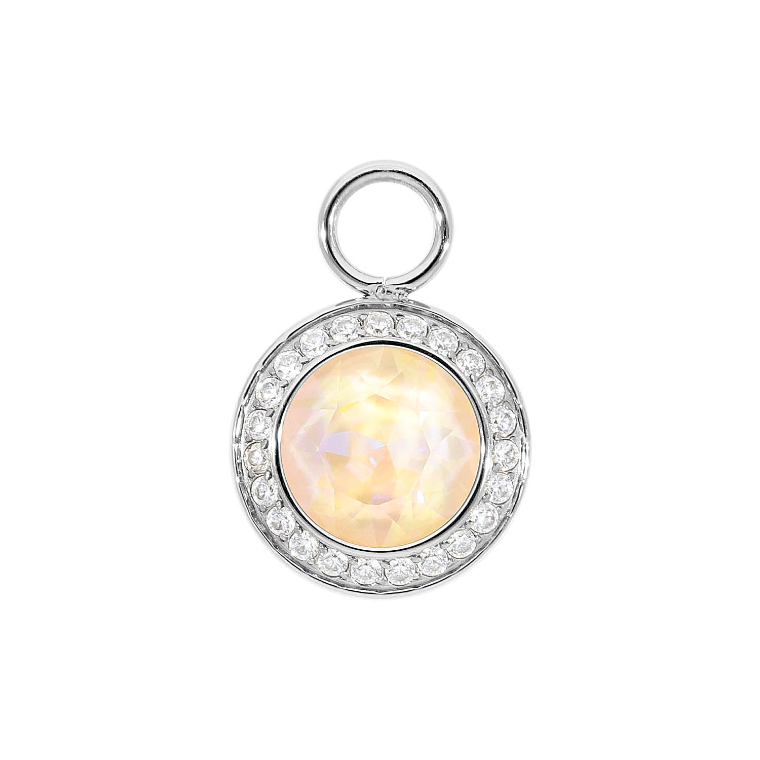 Tondo Deluxe Charm 0.51" - Silver ivory cream delite