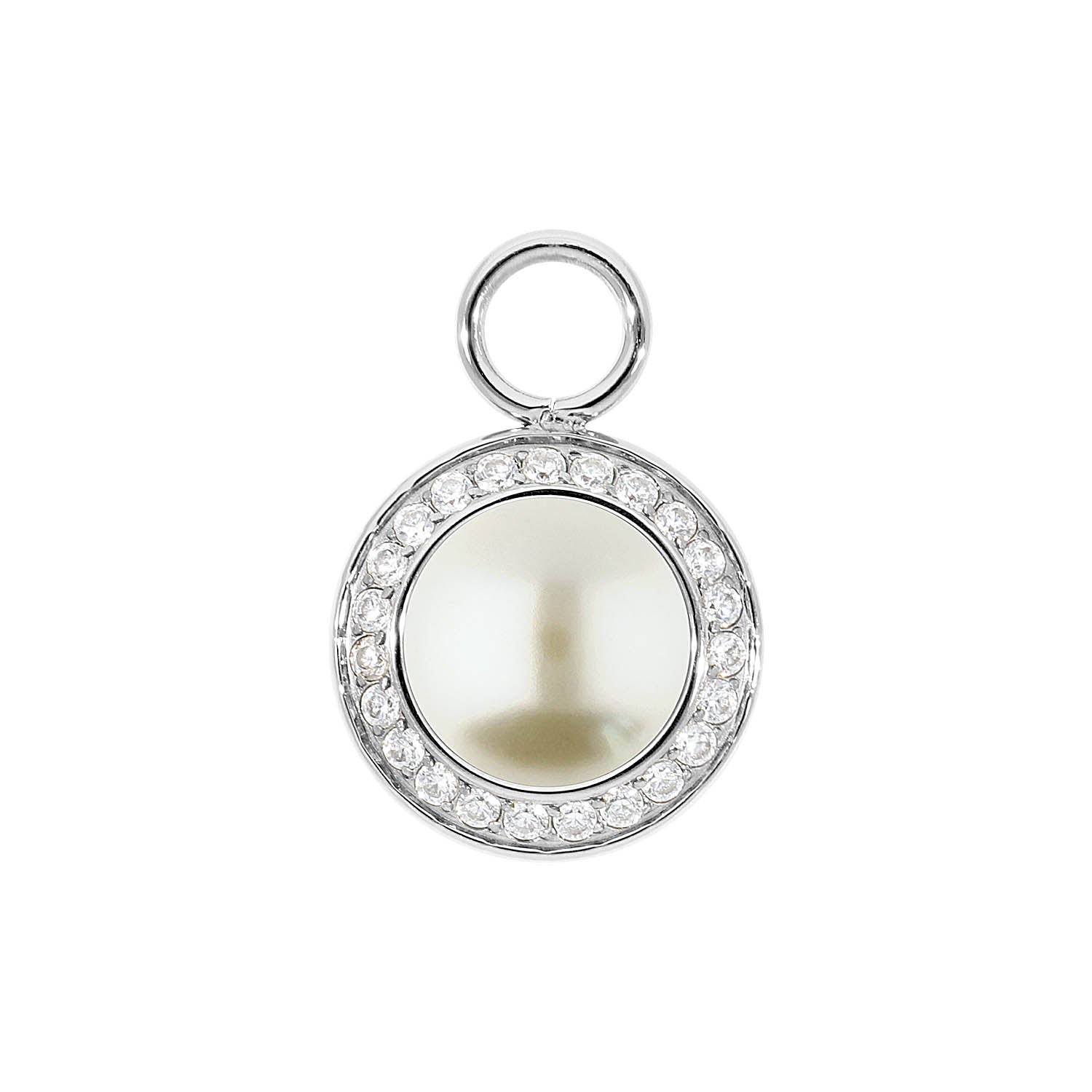 Tondo Deluxe Charm 0.51" - Silver cream pearl