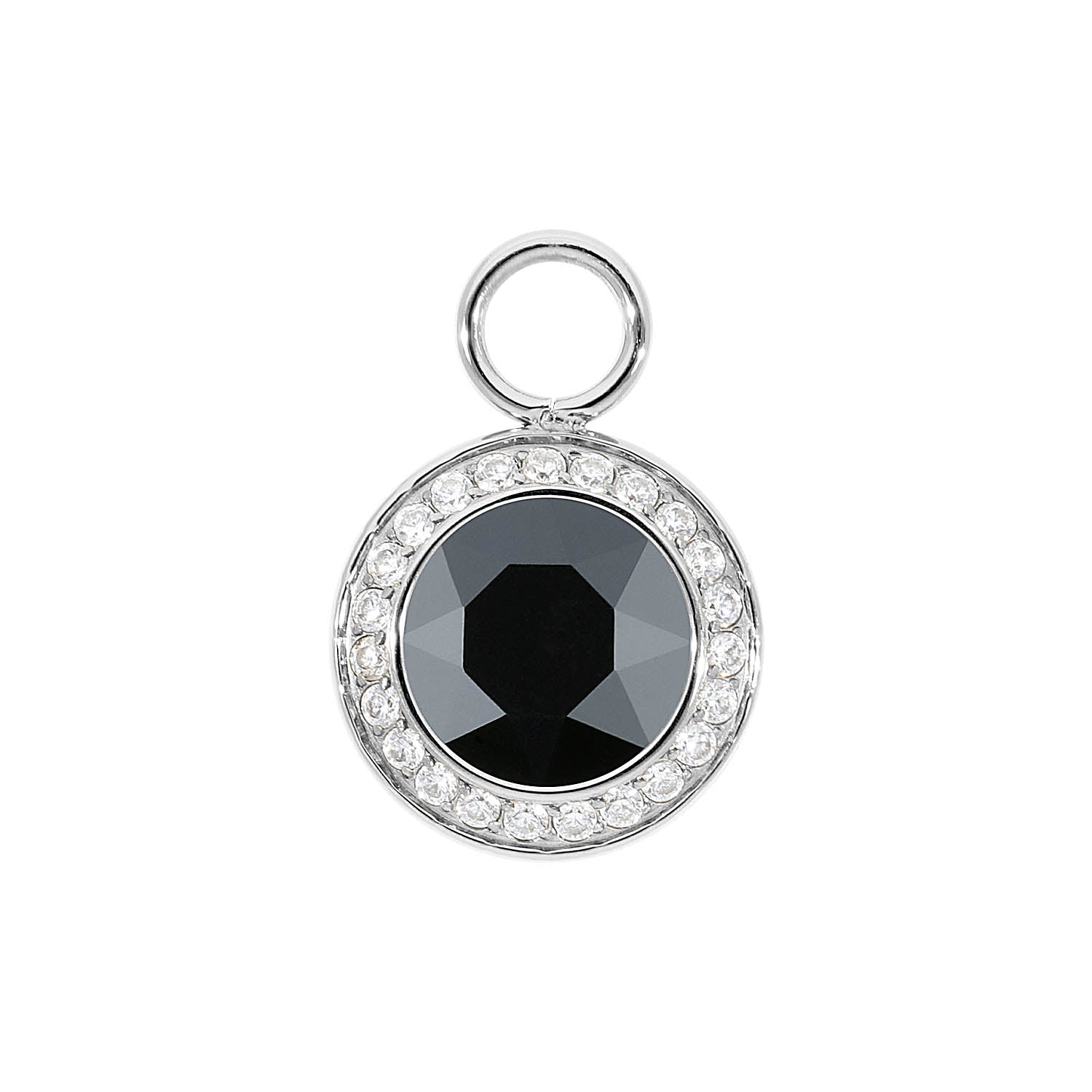Tondo Deluxe Charm 0.51" - Silver jet hematite