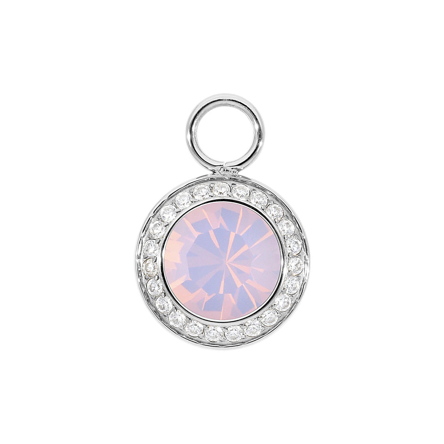 Tondo Deluxe Charm 0.51" - Silver rose opal