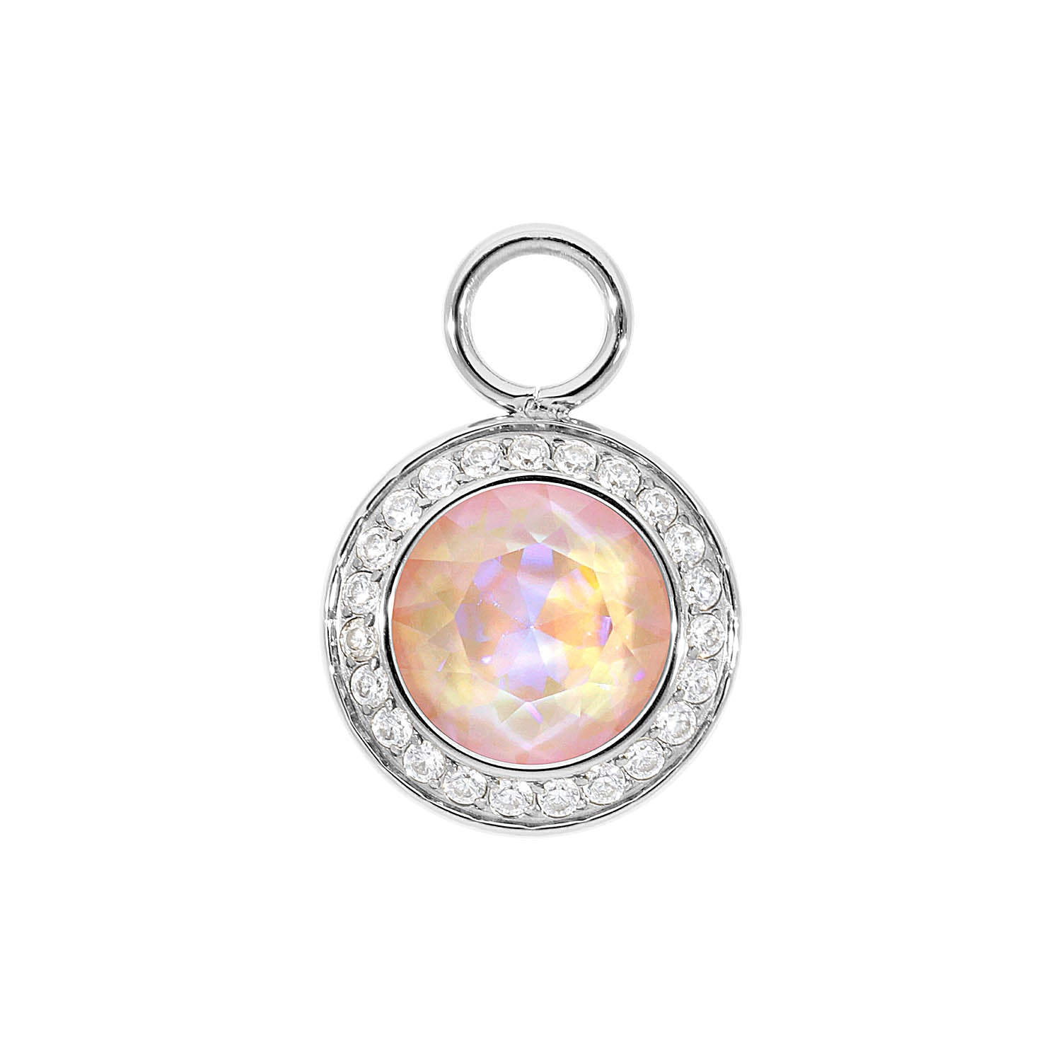 Tondo Deluxe Charm 0.51" - Silver dusty pink delite