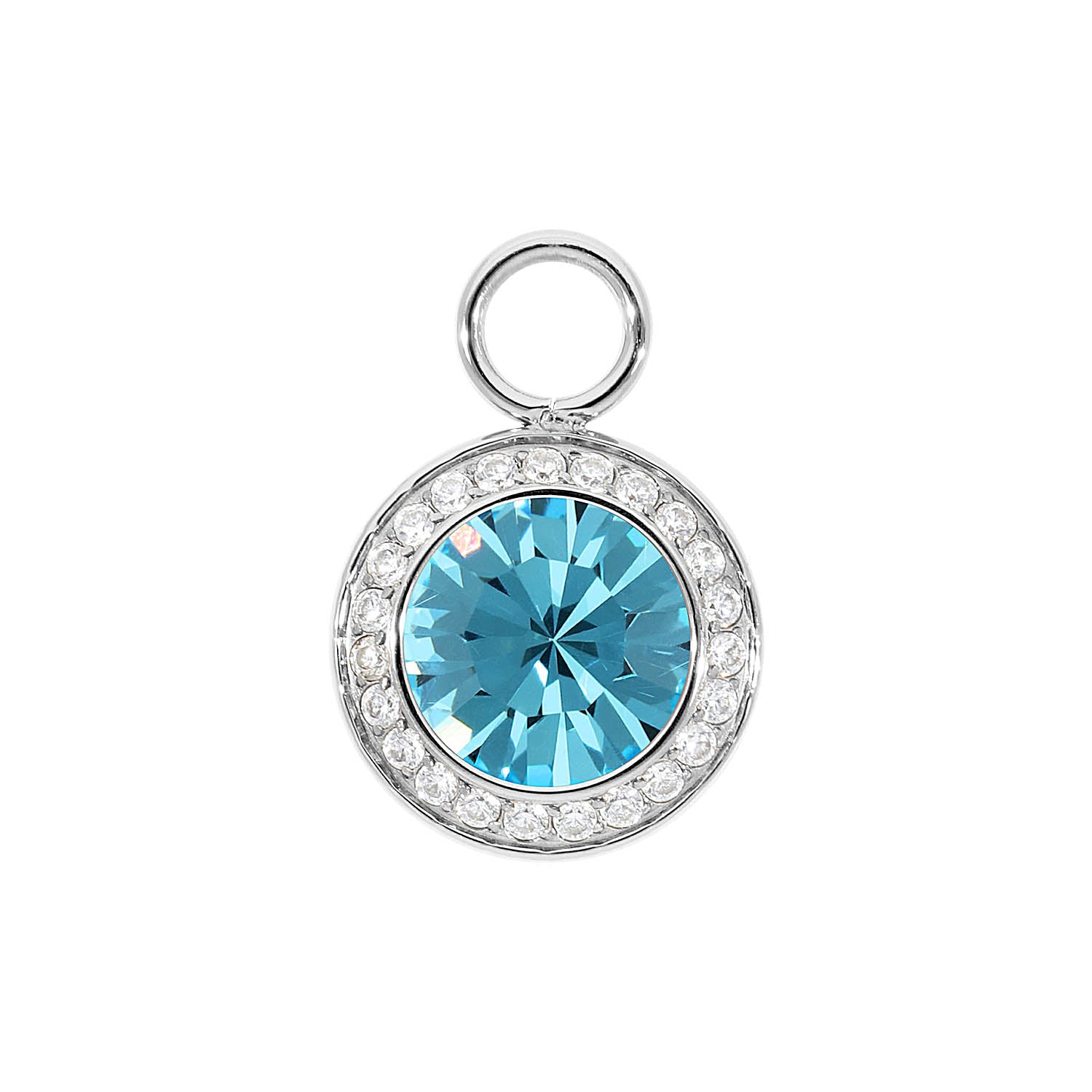 Tondo Deluxe Charm 0.51" - Silver aquamarine