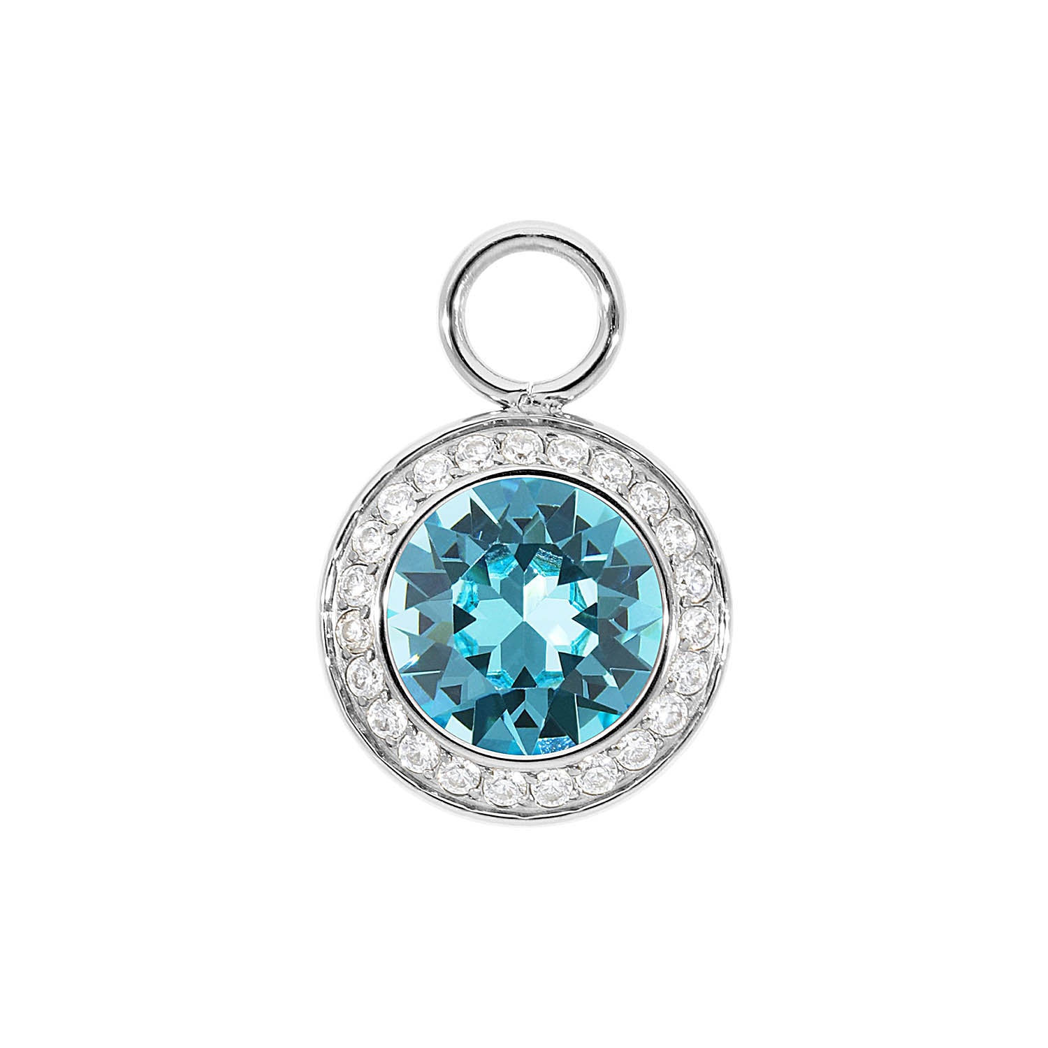 Tondo Deluxe Charm 0.51" - Silver Light Turquoise
