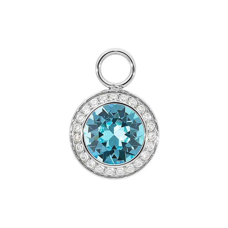 Tondo Deluxe Charm 0.51" - Silver Light Turquoise