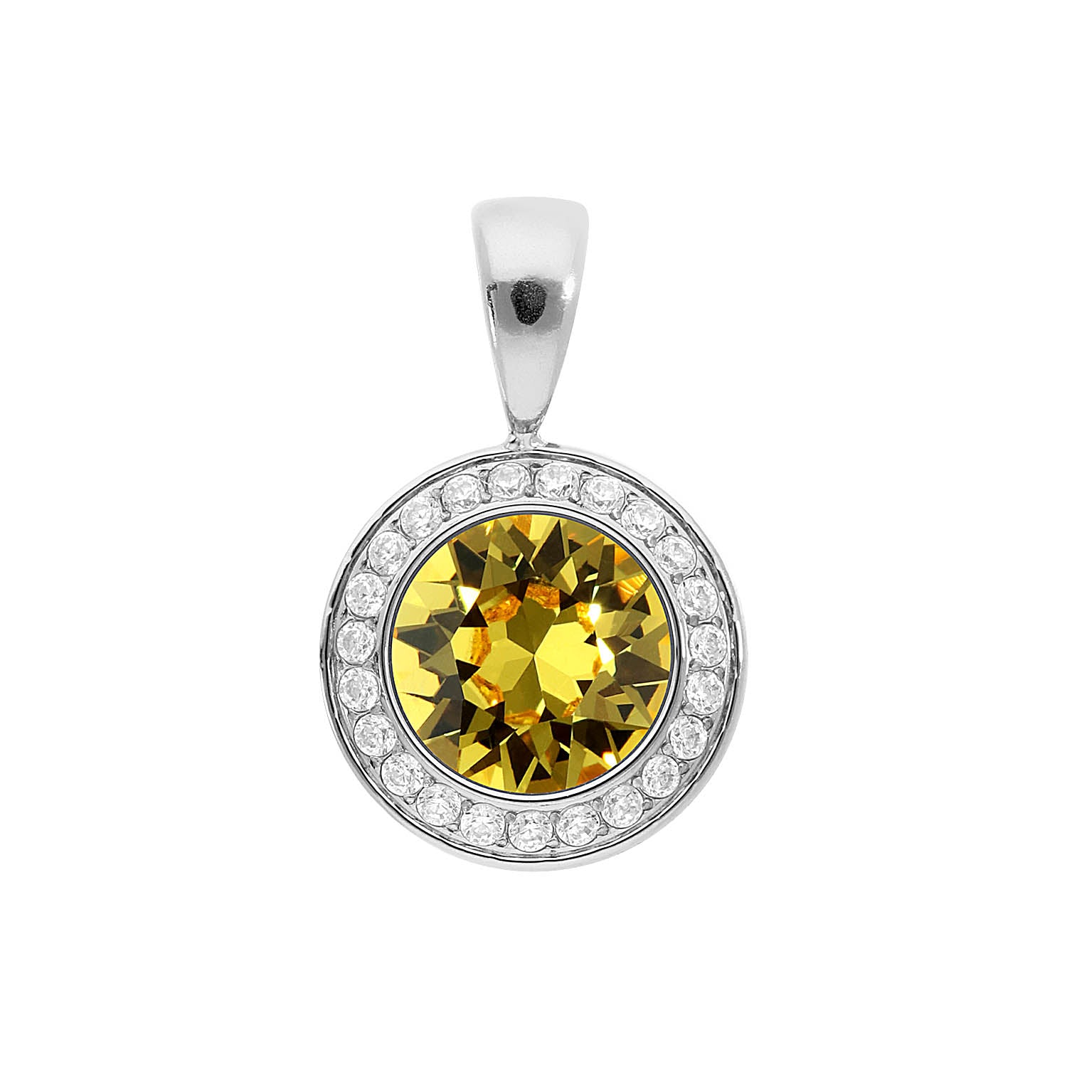 Tondo Deluxe Pendant 0.51" - Silver light topaz