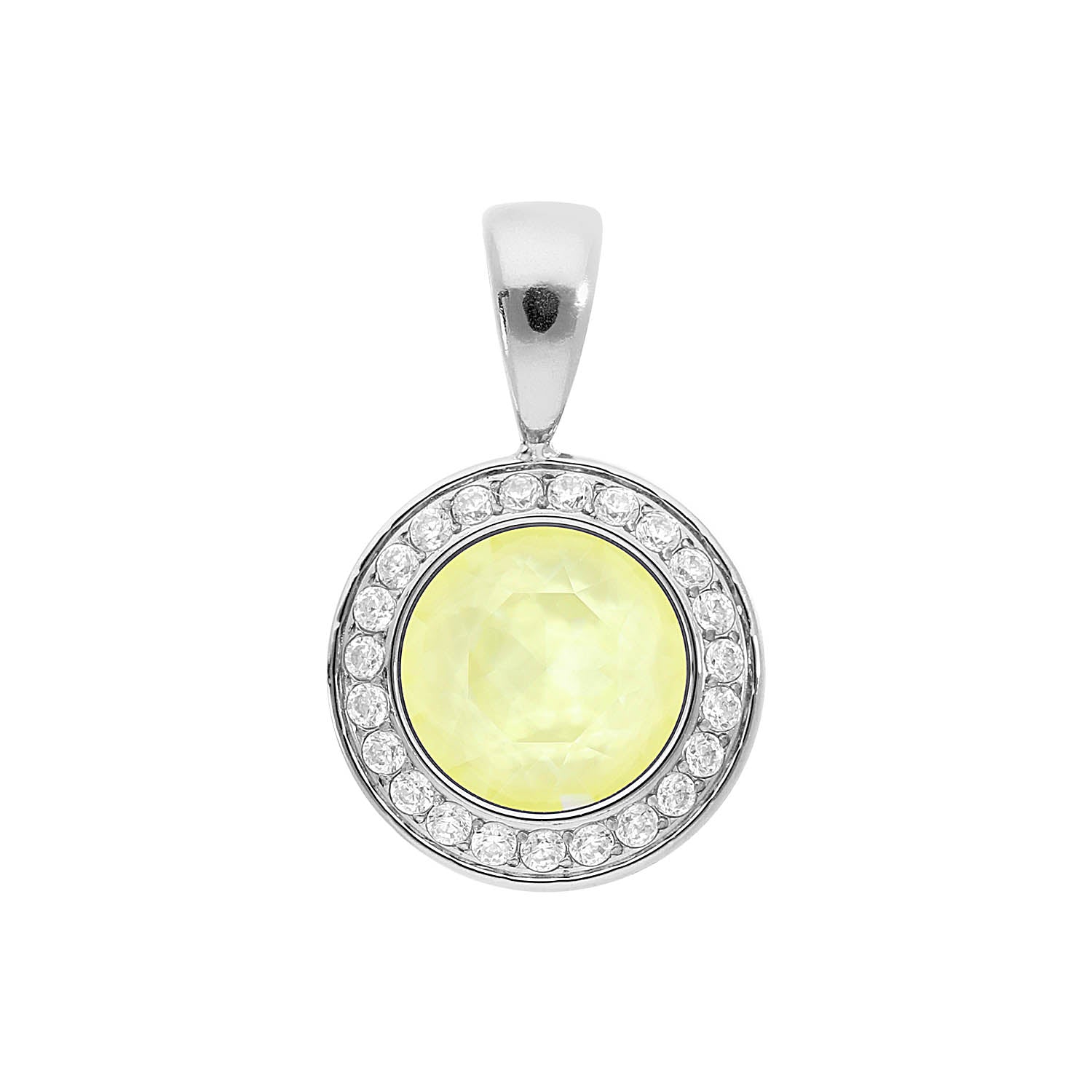 Tondo Deluxe Pendant 0.51" - Silver crystal soft yellow ignite